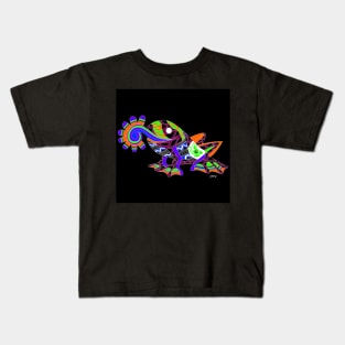 leap and crazy frog ecopop in totonac mexican patterns of joy Kids T-Shirt